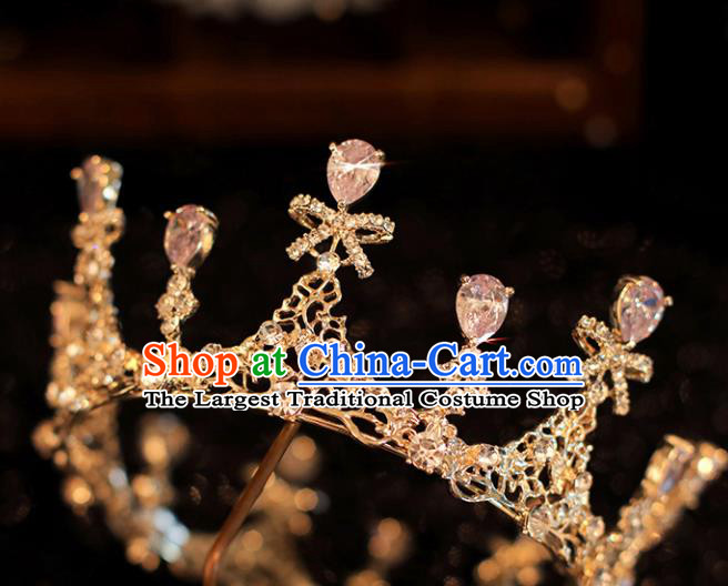 Top Grade Bride Zircon Bowknot Royal Crown Handmade Wedding Hair Accessories for Women