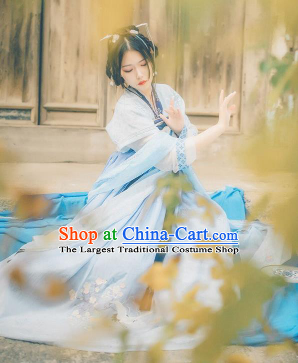 Traditional Chinese Cosplay Princess Blue Dress Ancient Court Lady Costume for Women