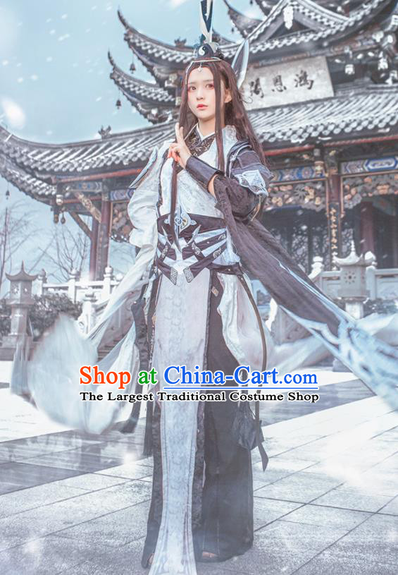 Traditional Chinese Cosplay Swordswoman Dress Ancient Taoist Nun Costume for Women