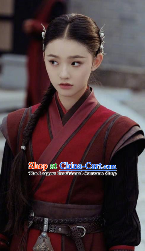 Chinese Drama Fights Break Sphere Ancient Female Swordsman Xiao Xuner Red Hanfu Dress for Women