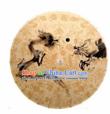 Chinese Handmade Ink Painting Dragon Oil Paper Umbrella Traditional Decoration Umbrellas