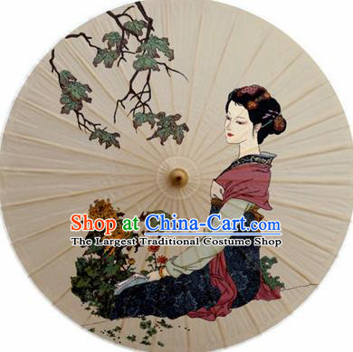 Chinese Classical Dance Handmade Printing Chrysanthemum Paper Umbrella Traditional Decoration Umbrellas