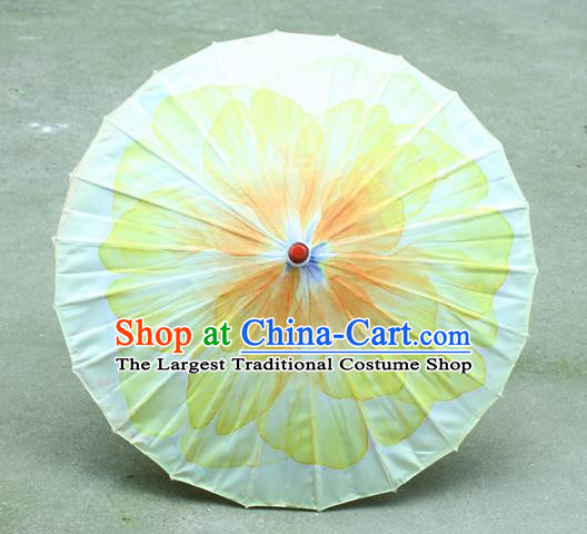 Handmade Chinese Classical Dance Printing Yellow Peony Silk Umbrella Traditional Cosplay Decoration Umbrellas