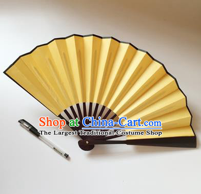 Chinese Handmade Yellow Silk Fans Accordion Fan Traditional Decoration Folding Fan