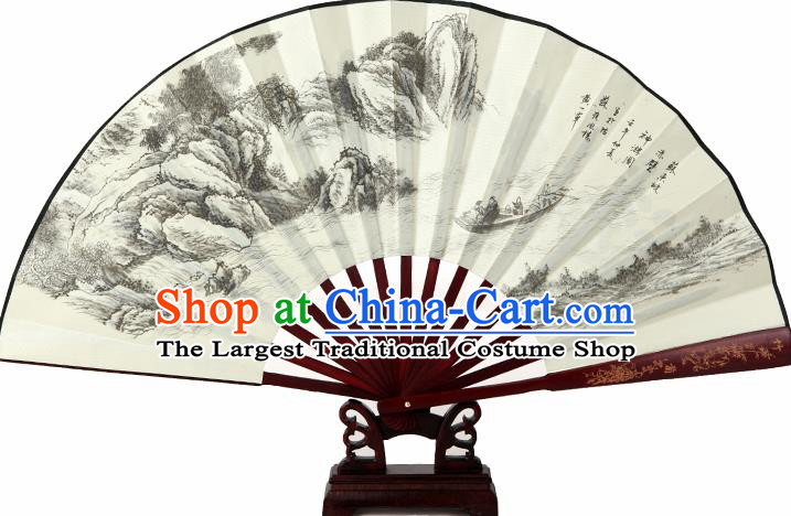 Chinese Handmade Painting Red Cliff Fans Accordion Fan Traditional Decoration Folding Fan