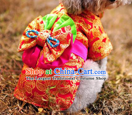 Traditional Asian Chinese Pets Clothing Dog Winter Red Costumes for New Year