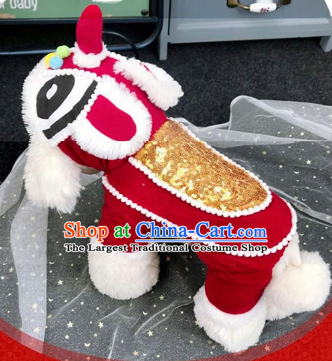 Traditional Asian Chinese Pets Clothing Dog Winter Golden Sequins Costumes for New Year