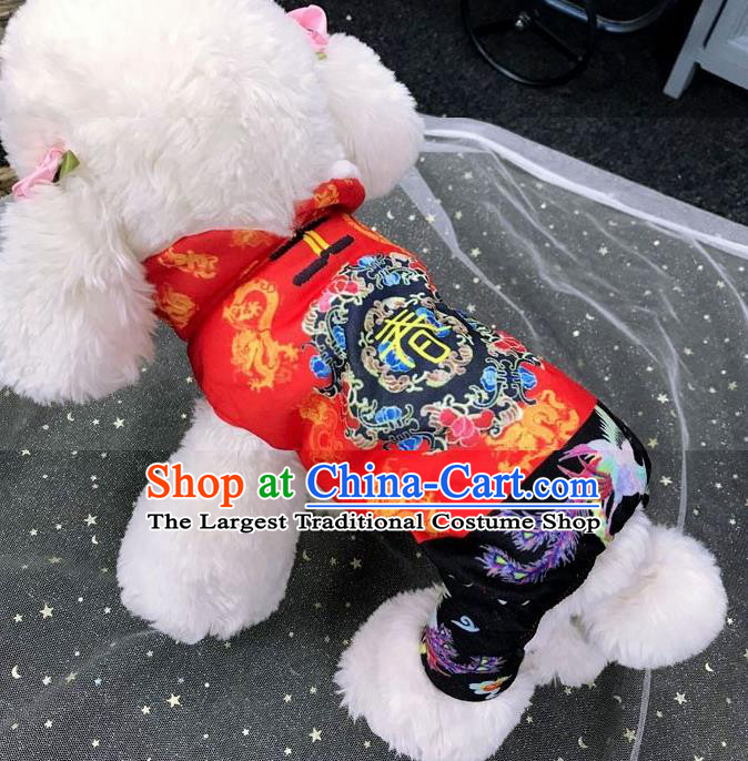 Traditional Asian Chinese Pets Winter Clothing Dog Red Costumes for New Year Spring Festival