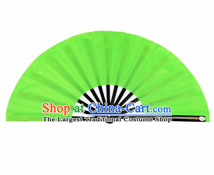 Chinese Handmade Martial Arts Green Fans Accordion Fan Traditional Kung Fu Folding Fan