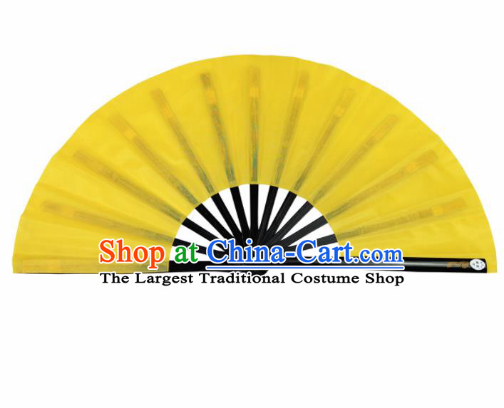 Chinese Handmade Martial Arts Yellow Fans Accordion Fan Traditional Kung Fu Folding Fan