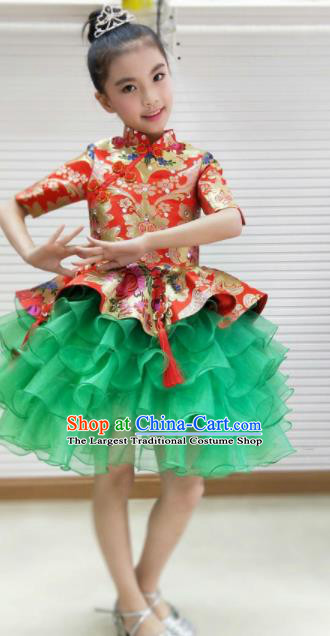 Traditional Chinese Folk Dance Spring Festival Fan Dance Dress Yangko Dance Stage Show Costume for Kids