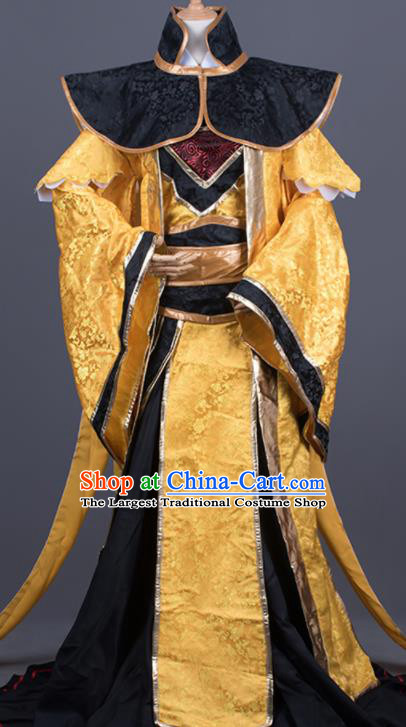 Traditional Chinese Cosplay King Golden Costumes Ancient Swordsman Hanfu Clothing for Men