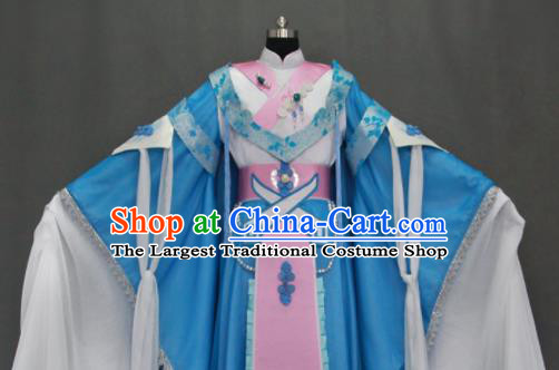 Traditional Chinese Cosplay Court Princess Blue Dress Ancient Drama Female Swordsman Costumes for Women