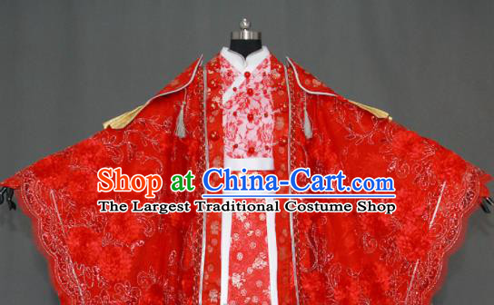 Traditional Chinese Cosplay Fairy Queen Wedding Red Dress Ancient Drama Female Swordsman Costumes for Women