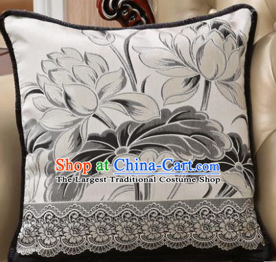 Traditional Chinese Pillowslip Classical Black Lotus Pattern Brocade Cover Home Decoration Accessories