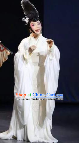 Chinese Zhaojun Chu Sai Ancient Imperial Consort Classical Dance White Dress Stage Performance Costume and Headpiece for Women