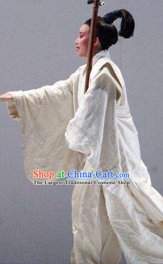 The Legend of Chunqin Shaoxing Opera White Kimono Clothing Stage Performance Dance Costume for Men