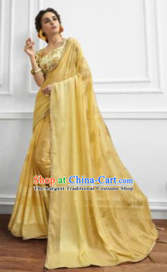 Yellow Chiffon Asian Indian National Lehenga Sari Dress India Bollywood Traditional Costumes for Women