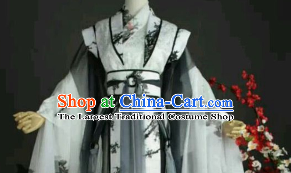 Ancient Chinese Black White Hanfu Garment Ancient Clothes