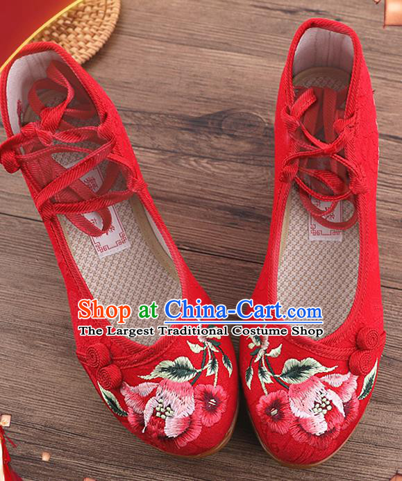 Chinese National Embroidered Red Shoes Traditional Hanfu Shoes Opera Shoes Wedding Bride Shoes for Women