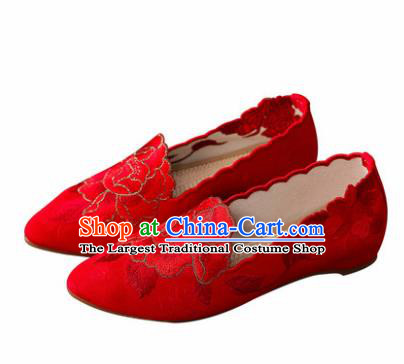 Chinese National Red Cloth Shoes Traditional Hanfu Shoes Opera Shoes Wedding Bride Shoes for Women