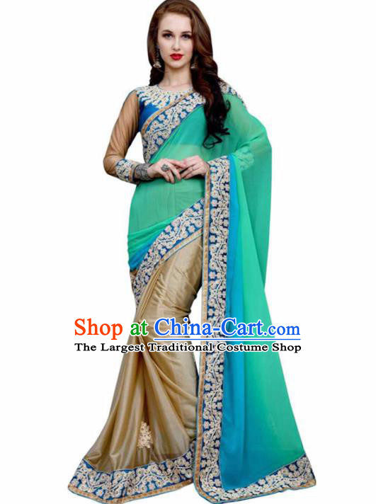 Traditional Indian Georgette Sari Dress Asian India National Bollywood Costumes for Women