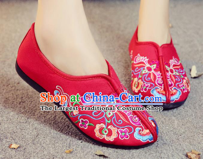 Chinese Traditional Embroidered Red Shoes Hanfu Shoes National Shoes for Women