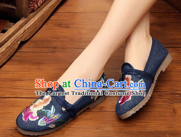 Traditional Chinese National Embroidery Navy Shoes Embroidered Shoes Hanfu Shoes for Women