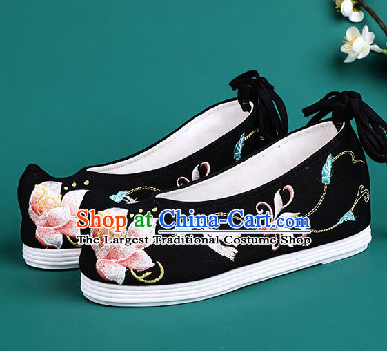 Chinese Traditional Winter Embroidered Black Shoes Hanfu Shoes Princess Shoes for Women