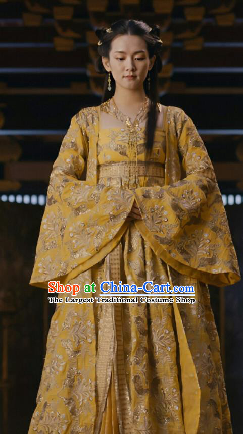 Drama Novoland Eagle Flag Chinese Ancient Princess of Yin Empire Bai Zhouyue Replica Costumes and Headpiece for Women