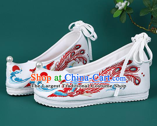 Chinese Embroidered Red Phoenix Shoes Traditional Hanfu Shoes Princess Shoes for Women