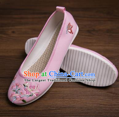 Traditional Chinese Handmade Shoes Light Pink Embroidered Shoes Hanfu Shoes for Women