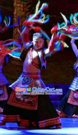 Chinese Dance Drama Colorful Guizhou Yi Nationality Folk Dance Clothing Stage Performance Dance Costume for Men