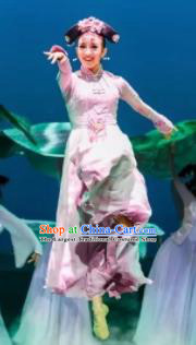 Nostalgia Is A Disease Chinese Qing Dynasty Princess Dress Stage Performance Dance Costume and Headpiece for Women