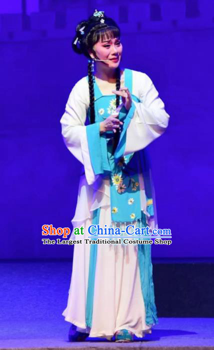 Amber Fate Chinese Beijing Opera Maidservant Dress Stage Performance Dance Costume and Headpiece for Women