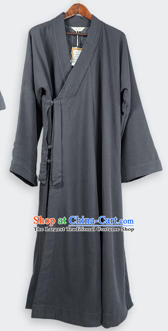 Traditional Chinese Monk Costume Winter Grey Woolen Long Gown for Men