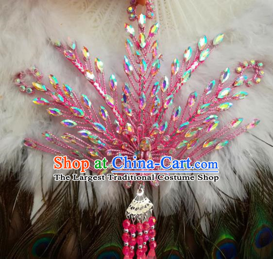 Chinese Traditional Beijing Opera Hair Accessories Peking Opera Princess Pink Phoenix Hairpins for Adults