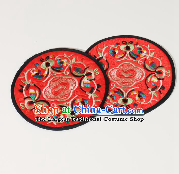 Chinese Traditional Household Accessories Classical Embroidered Red Brocade Teacup Mat