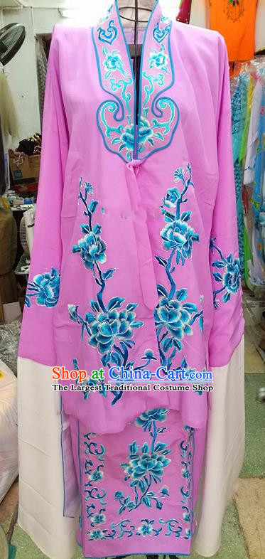 Chinese Traditional Beijing Opera Tsingyi Costume Peking Opera Actress Embroidered Peony Lilac Dress for Adults