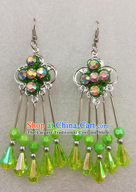 Chinese Traditional Beijing Opera Earrings Peking Opera Actress Green Eardrop for Adults