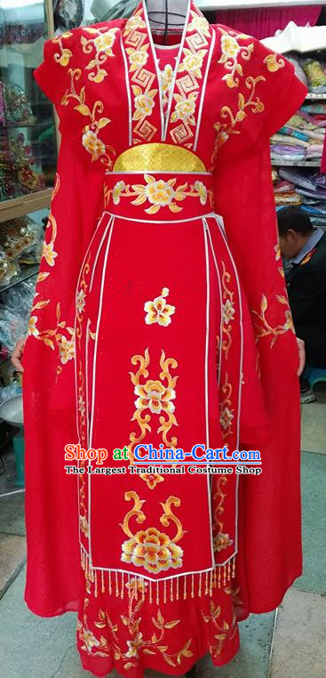 Chinese Traditional Beijing Opera Nobility Lady Red Dress Peking Opera Actress Costume for Adults