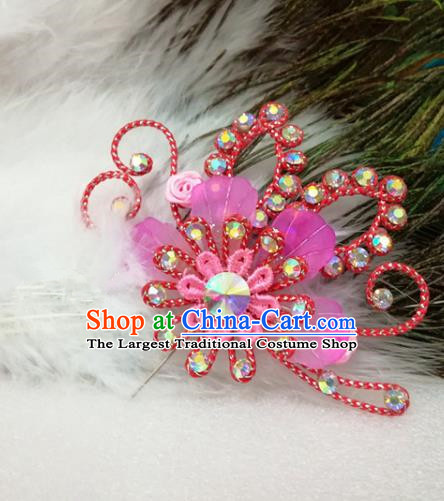 Chinese Traditional Beijing Opera Actress Hair Accessories Peking Opera Princess Rosy Flowers Hairpins for Adults