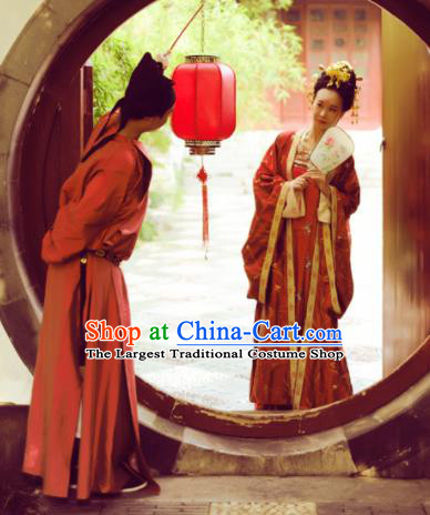 Chinese Ancient Tang Dynasty Bride and Bridegroom Wedding Historical Costumes Complete Set