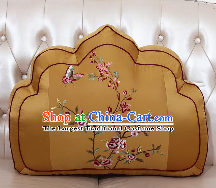 Chinese Traditional Embroidered Pattern Bronze Brocade Back Cushion Cover Classical Household Ornament