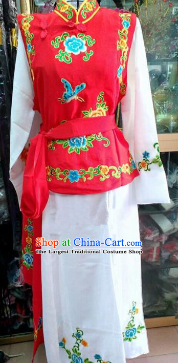 Chinese Traditional Beijing Opera Maidservants Red Dress Peking Opera Young Lady Costume for Adults