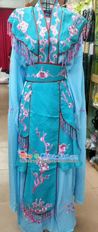 Chinese Traditional Beijing Opera Actress Princess Blue Dress Peking Opera Peri Costume for Adults