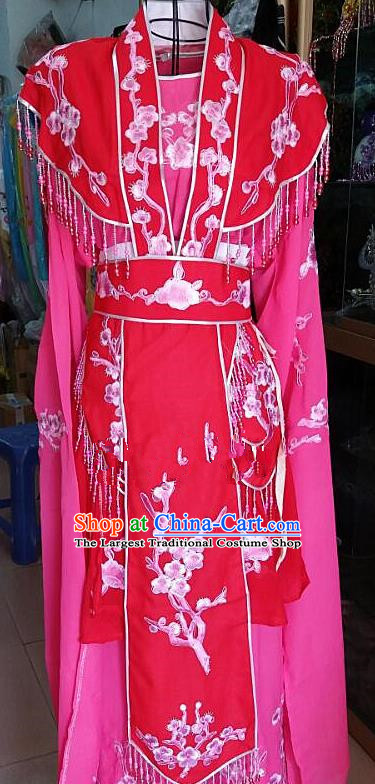 Chinese Traditional Beijing Opera Actress Princess Rosy Dress Peking Opera Peri Costume for Adults