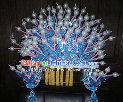 Chinese Traditional Beijing Opera Hair Accessories Ancient Bride Pearls Phoenix Coronet for Adults