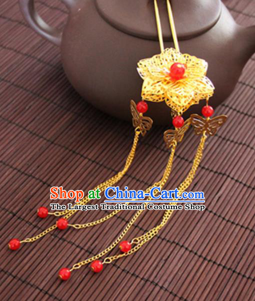 Chinese Traditional Wedding Hair Accessories Ancient Princess Golden Hairpins for Women