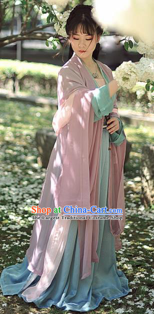 Chinese Ancient Aristocratic Lady Hanfu Dress Tang Dynasty Princess Historical Costumes Complete Set